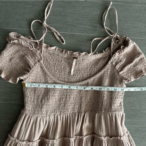 Free People Happy With You Mini Dress Smoked Mulberry Tiered Swing Off Shoulder - Picture 11 of 16